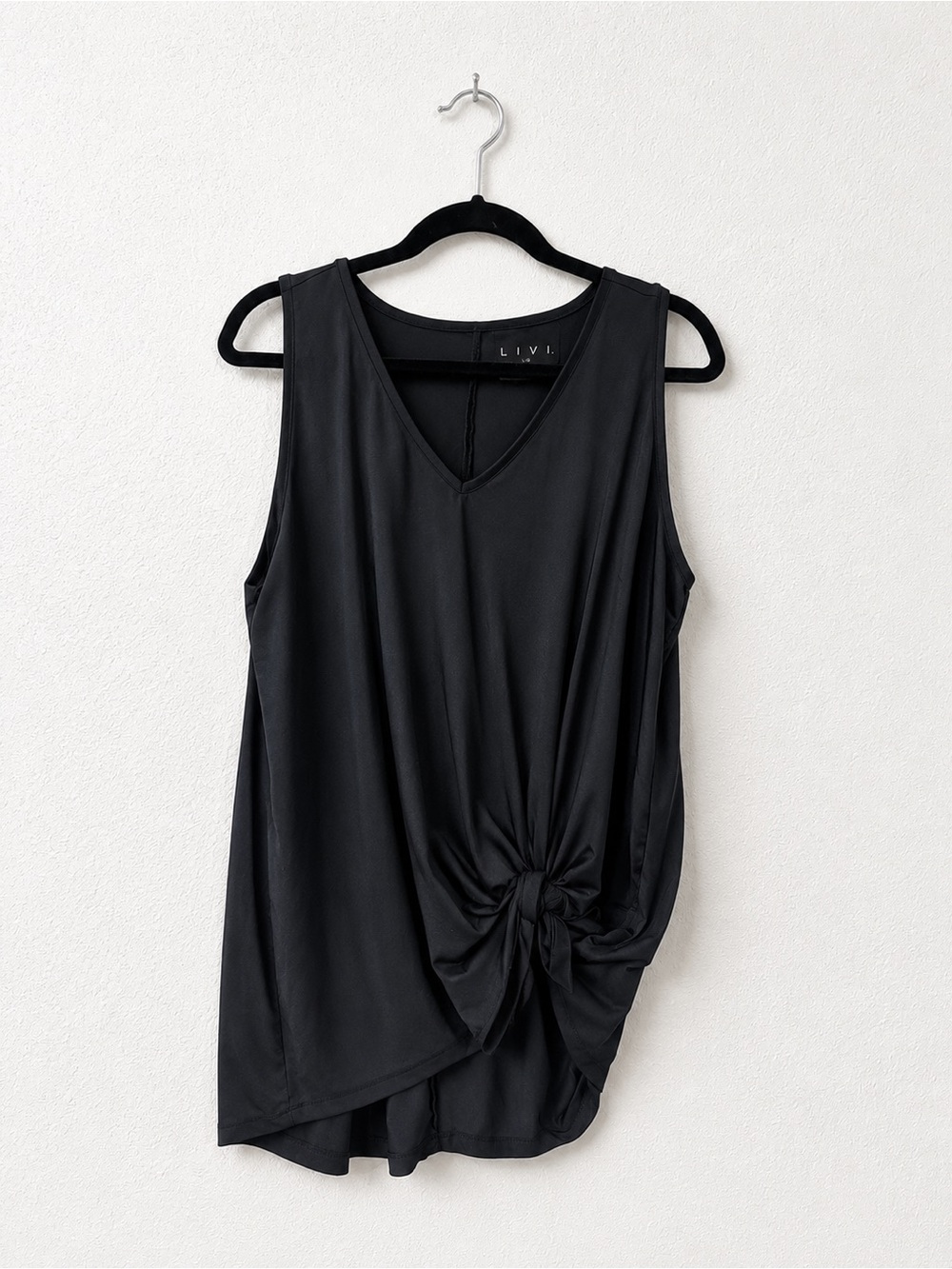 Livi Active Black Knot-Front V-Neck Tank